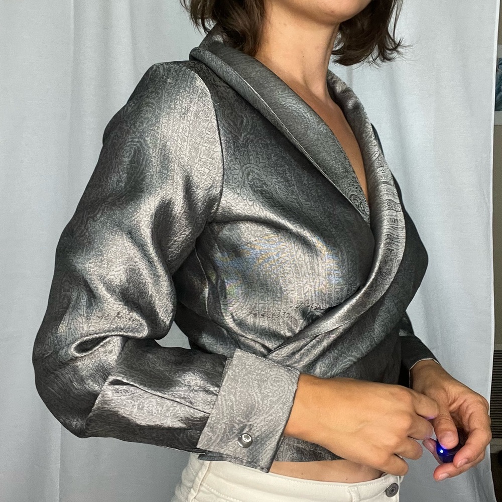 Pure silk paisley wrap top